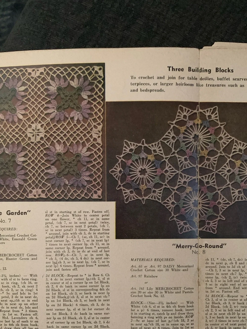Lot of 3 Vintage Crochet Doilies & Flower Edgings Pattern Booklets